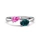 1 - Afra 1.90 ctw Pink Sapphire Pear Shape (7x5 mm) & London Blue Topaz Oval Shape (7x5 mm) Toi Et Moi Engagement Ring 