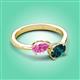 3 - Afra 1.90 ctw Pink Sapphire Pear Shape (7x5 mm) & London Blue Topaz Oval Shape (7x5 mm) Toi Et Moi Engagement Ring 