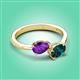 3 - Afra 1.65 ctw Amethyst Pear Shape (7x5 mm) & London Blue Topaz Oval Shape (7x5 mm) Toi Et Moi Engagement Ring 