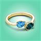 3 - Afra 1.85 ctw Blue Topaz Pear Shape (7x5 mm) & London Blue Topaz Oval Shape (7x5 mm) Toi Et Moi Engagement Ring 