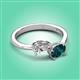 3 - Afra 1.85 ctw Moissanite Pear Shape (7x5 mm) & London Blue Topaz Oval Shape (7x5 mm) Toi Et Moi Engagement Ring 