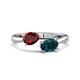 1 - Afra 1.90 ctw Red Garnet Pear Shape (7x5 mm) & London Blue Topaz Oval Shape (7x5 mm) Toi Et Moi Engagement Ring 