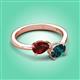 3 - Afra 1.90 ctw Red Garnet Pear Shape (7x5 mm) & London Blue Topaz Oval Shape (7x5 mm) Toi Et Moi Engagement Ring 