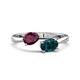 1 - Afra 1.90 ctw Rhodolite Garnet Pear Shape (7x5 mm) & London Blue Topaz Oval Shape (7x5 mm) Toi Et Moi Engagement Ring 