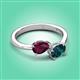 3 - Afra 1.90 ctw Rhodolite Garnet Pear Shape (7x5 mm) & London Blue Topaz Oval Shape (7x5 mm) Toi Et Moi Engagement Ring 