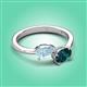 3 - Afra 1.60 ctw Aquamarine Pear Shape (7x5 mm) & London Blue Topaz Oval Shape (7x5 mm) Toi Et Moi Engagement Ring 