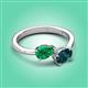 3 - Afra 1.80 ctw Emerald Pear Shape (7x5 mm) & London Blue Topaz Oval Shape (7x5 mm) Toi Et Moi Engagement Ring 