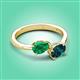 3 - Afra 1.80 ctw Emerald Pear Shape (7x5 mm) & London Blue Topaz Oval Shape (7x5 mm) Toi Et Moi Engagement Ring 