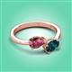 3 - Afra 1.70 ctw Pink Tourmaline Pear Shape (7x5 mm) & London Blue Topaz Oval Shape (7x5 mm) Toi Et Moi Engagement Ring 