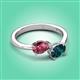 3 - Afra 1.70 ctw Pink Tourmaline Pear Shape (7x5 mm) & London Blue Topaz Oval Shape (7x5 mm) Toi Et Moi Engagement Ring 