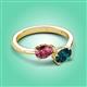 3 - Afra 1.70 ctw Pink Tourmaline Pear Shape (7x5 mm) & London Blue Topaz Oval Shape (7x5 mm) Toi Et Moi Engagement Ring 