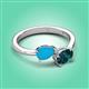 3 - Afra 1.90 ctw Blue Sapphire Pear Shape (7x5 mm) & London Blue Topaz Oval Shape (7x5 mm) Toi Et Moi Engagement Ring 