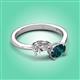 3 - Afra 1.90 ctw White Sapphire Pear Shape (7x5 mm) & London Blue Topaz Oval Shape (7x5 mm) Toi Et Moi Engagement Ring 