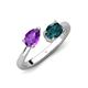 4 - Afra 1.65 ctw Amethyst Pear Shape (7x5 mm) & London Blue Topaz Oval Shape (7x5 mm) Toi Et Moi Engagement Ring 