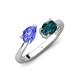 4 - Afra 1.75 ctw Tanzanite Pear Shape (7x5 mm) & London Blue Topaz Oval Shape (7x5 mm) Toi Et Moi Engagement Ring 