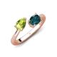 4 - Afra 1.80 ctw Peridot Pear Shape (7x5 mm) & London Blue Topaz Oval Shape (7x5 mm) Toi Et Moi Engagement Ring 