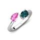 4 - Afra 1.90 ctw Pink Sapphire Pear Shape (7x5 mm) & London Blue Topaz Oval Shape (7x5 mm) Toi Et Moi Engagement Ring 