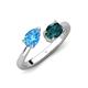 4 - Afra 1.85 ctw Blue Topaz Pear Shape (7x5 mm) & London Blue Topaz Oval Shape (7x5 mm) Toi Et Moi Engagement Ring 