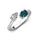 4 - Afra 1.85 ctw Moissanite Pear Shape (7x5 mm) & London Blue Topaz Oval Shape (7x5 mm) Toi Et Moi Engagement Ring 