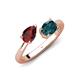 4 - Afra 1.90 ctw Red Garnet Pear Shape (7x5 mm) & London Blue Topaz Oval Shape (7x5 mm) Toi Et Moi Engagement Ring 