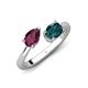 4 - Afra 1.90 ctw Rhodolite Garnet Pear Shape (7x5 mm) & London Blue Topaz Oval Shape (7x5 mm) Toi Et Moi Engagement Ring 