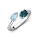 4 - Afra 1.60 ctw Aquamarine Pear Shape (7x5 mm) & London Blue Topaz Oval Shape (7x5 mm) Toi Et Moi Engagement Ring 