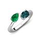 4 - Afra 1.80 ctw Emerald Pear Shape (7x5 mm) & London Blue Topaz Oval Shape (7x5 mm) Toi Et Moi Engagement Ring 