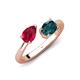 4 - Afra 1.95 ctw Ruby Pear Shape (7x5 mm) & London Blue Topaz Oval Shape (7x5 mm) Toi Et Moi Engagement Ring 