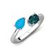 4 - Afra 1.90 ctw Blue Sapphire Pear Shape (7x5 mm) & London Blue Topaz Oval Shape (7x5 mm) Toi Et Moi Engagement Ring 