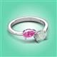 3 - Afra 1.40 ctw Pink Sapphire Pear Shape (7x5 mm) & Opal Oval Shape (7x5 mm) Toi Et Moi Engagement Ring 