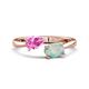 1 - Afra 1.40 ctw Pink Sapphire Pear Shape (7x5 mm) & Opal Oval Shape (7x5 mm) Toi Et Moi Engagement Ring 