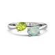 1 - Afra 1.30 ctw Peridot Pear Shape (7x5 mm) & Opal Oval Shape (7x5 mm) Toi Et Moi Engagement Ring 