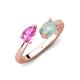 4 - Afra 1.40 ctw Pink Sapphire Pear Shape (7x5 mm) & Opal Oval Shape (7x5 mm) Toi Et Moi Engagement Ring 