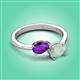 3 - Afra 1.15 ctw Amethyst Pear Shape (7x5 mm) & Opal Oval Shape (7x5 mm) Toi Et Moi Engagement Ring 