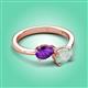 3 - Afra 1.15 ctw Amethyst Pear Shape (7x5 mm) & Opal Oval Shape (7x5 mm) Toi Et Moi Engagement Ring 