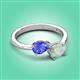 3 - Afra 1.25 ctw Tanzanite Pear Shape (7x5 mm) & Opal Oval Shape (7x5 mm) Toi Et Moi Engagement Ring 