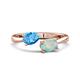 1 - Afra 1.35 ctw Blue Topaz Pear Shape (7x5 mm) & Opal Oval Shape (7x5 mm) Toi Et Moi Engagement Ring 