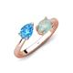 4 - Afra 1.35 ctw Blue Topaz Pear Shape (7x5 mm) & Opal Oval Shape (7x5 mm) Toi Et Moi Engagement Ring 