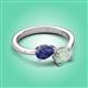 3 - Afra 1.10 ctw Iolite Pear Shape (7x5 mm) & Opal Oval Shape (7x5 mm) Toi Et Moi Engagement Ring 