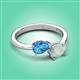 3 - Afra 1.35 ctw Blue Topaz Pear Shape (7x5 mm) & Opal Oval Shape (7x5 mm) Toi Et Moi Engagement Ring 