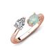 4 - Afra 1.35 ctw Moissanite Pear Shape (7x5 mm) & Opal Oval Shape (7x5 mm) Toi Et Moi Engagement Ring 