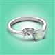 3 - Afra 1.35 ctw Moissanite Pear Shape (7x5 mm) & Opal Oval Shape (7x5 mm) Toi Et Moi Engagement Ring 