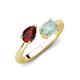 4 - Afra 1.40 ctw Red Garnet Pear Shape (7x5 mm) & Opal Oval Shape (7x5 mm) Toi Et Moi Engagement Ring 