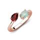 4 - Afra 1.40 ctw Red Garnet Pear Shape (7x5 mm) & Opal Oval Shape (7x5 mm) Toi Et Moi Engagement Ring 