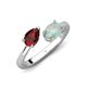 4 - Afra 1.40 ctw Red Garnet Pear Shape (7x5 mm) & Opal Oval Shape (7x5 mm) Toi Et Moi Engagement Ring 