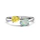 1 - Afra 1.40 ctw Yellow Sapphire Pear Shape (7x5 mm) & Opal Oval Shape (7x5 mm) Toi Et Moi Engagement Ring 