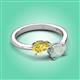 3 - Afra 1.40 ctw Yellow Sapphire Pear Shape (7x5 mm) & Opal Oval Shape (7x5 mm) Toi Et Moi Engagement Ring 