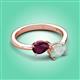 3 - Afra 1.40 ctw Rhodolite Garnet Pear Shape (7x5 mm) & Opal Oval Shape (7x5 mm) Toi Et Moi Engagement Ring 
