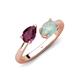 4 - Afra 1.40 ctw Rhodolite Garnet Pear Shape (7x5 mm) & Opal Oval Shape (7x5 mm) Toi Et Moi Engagement Ring 