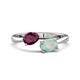 1 - Afra 1.40 ctw Rhodolite Garnet Pear Shape (7x5 mm) & Opal Oval Shape (7x5 mm) Toi Et Moi Engagement Ring 